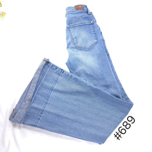 Judy Blue Wide Leg Button Zip Denim Medium Wash Jeans Womens Size 1/25 Blue - Picture 1 of 8
